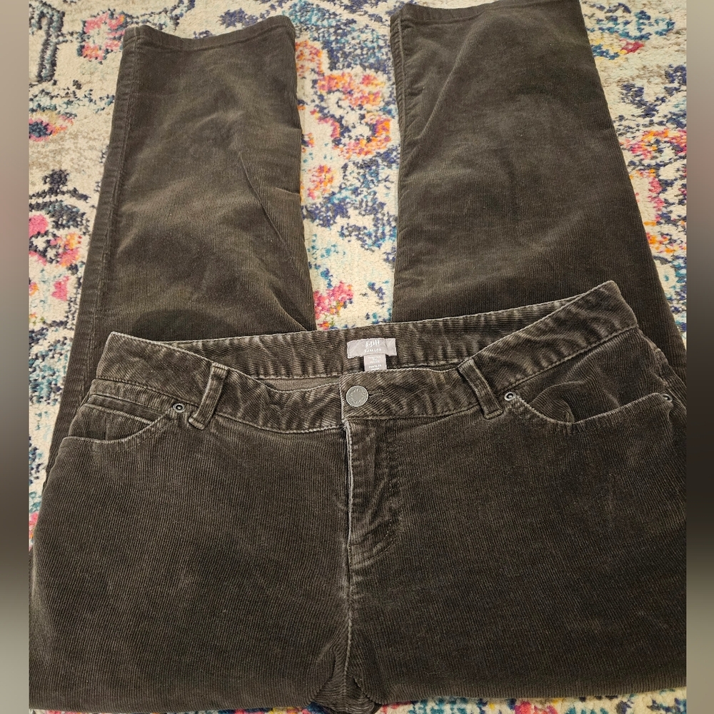 J. Jill Dark Green/Brown Corduroy Straight Leg Pants
